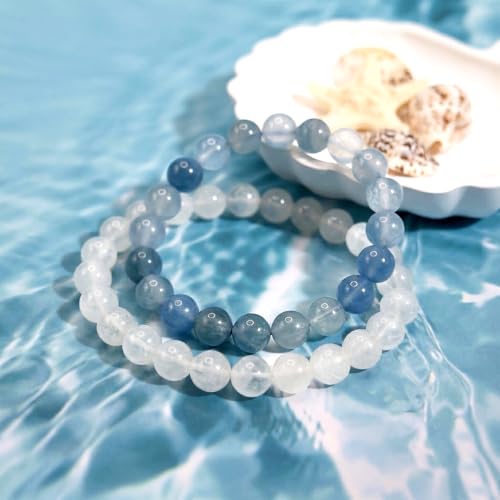 Crystal Bracelets, Bracelet for Women, Nature Crystal Stretch Elastic Bracelet, Nature Gemstone-8mm, Healing Stone Bracelets, Jewelry Gifts for Women, Holiday - color: White