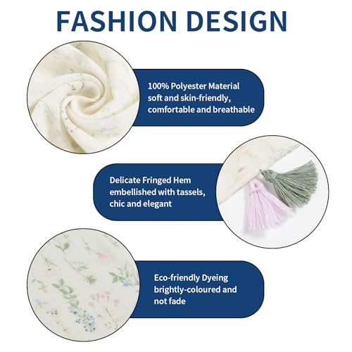 QIUTIMIY Scarf for Women Lightweight Soft Floral Leopard Printed Scarves Fall Winter Fashion Shawl Wrap with Fringe - color: Flower-purple Green