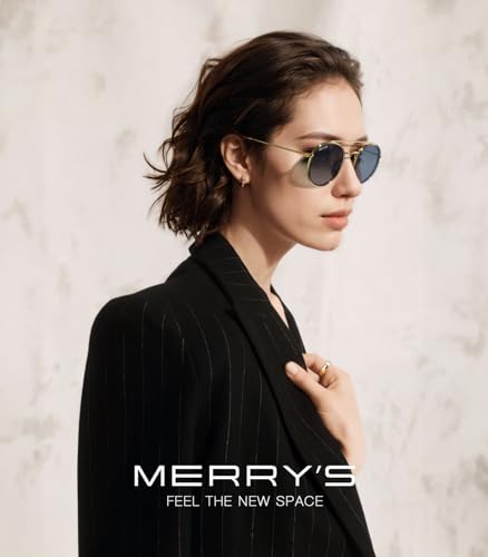 MERRY'S Retro Round Polarized Sunglasses - Unisex Double Bridge Sun Glasses - color: Tra Gray Frame/Gold Bridge/Blue Lens