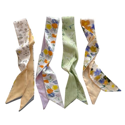 4/40 Pcs Hair Scarf for Women, 35"x2.36" Lightweight Silk Headband, Purse & Bag Scarves Gift Collection - color: Pastel