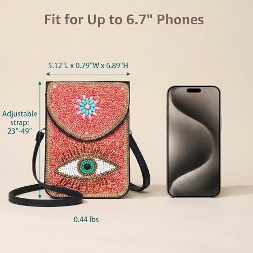 Small Crossbody Bags for Women Designer Cell Phone Bag Boho Shoulder Wallet Purse - color: Pink