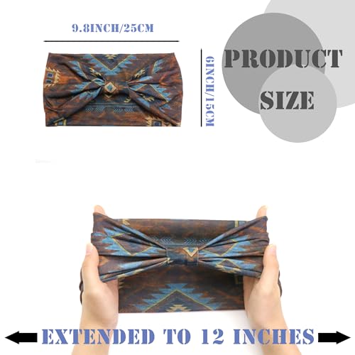 FULZTEY Boho Headbands for Women Fashion Wide Head Bands Floral Print Hairbands Large African Knotted Headwrap Elastic Sport Yoga Workout Turban Thick Cloth Bandanas for Hair Accessories 3Pcs - color: Style 112