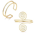 2Pcs Arm Cuff Gold Upper Arm Cuff for Women Adjustable Upper Arm Bracelets Open Irregular Arm Bangle Minimalist Coil Swirl Armlets Armband Jewelry - style: styleA gold
