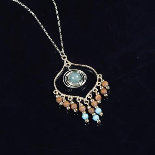 Bohemian Long Tassel Turquoise Beads Water Drop Dangle Earrings For Women Vintage Sbb Copper Coil Necklace Mujer Exaggerated Earring - color: Style 4
