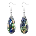 Stone Drop Earrings for Women Earrings Teardrop Jasper Stone Dangle Earrings - color: Blue&Green-Silvery Hook