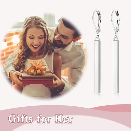 Leverback Earrings Dangle Earrings for Women Dangly Earrings Anniversary Birthday Gifts for Women - style: Vertical Bar Earrings-Silver
