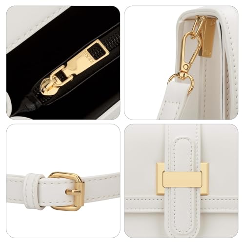 KKXIU Crossbody Bags for Women - Top Handle Purses for Lady, Leather Handbags Shoulder Clutch with Adjustable Shoulder Strap - color: B-white