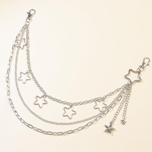 Pants Chain Wallet Chain Punk Chain Hip Hop Butterfly Lock Charm Jeans Chains Rock Chains for Women Men Hipster Women Fashion Trendy Waist Pants Chain Jewelry Clothing Accessories - color: Silver-Star