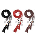 TeeYee Waist Belt Woven Knitted Rope/Chain PU leather 3 Pieces Tassel Rope Skinny Belt - color: 018blackredcoffee