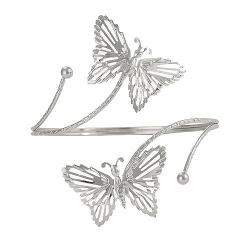 Upper Arm Cuff for Women, Simple Sexy Harness Armlet Bracelet with Crystal Adjustable Upper Arm Chain Bangle Arm Band for Women - color: Silver Butterfly