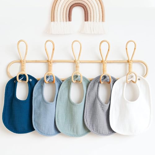 Konssy Muslin Baby Bibs 8 Pack Baby Bandana Drool Bibs Cotton for Unisex Boys and Girls, Soft Absorbent Set for Teething and Drooling - color: Blue