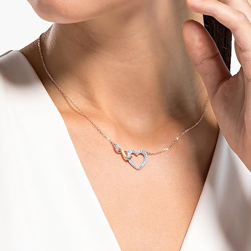 Swarovski Infinity Heart Jewelry Collection, Necklaces and Bracelets, Rose Gold & Rhodium Tone Finish, Clear Crystals - color: Pendant Necklace