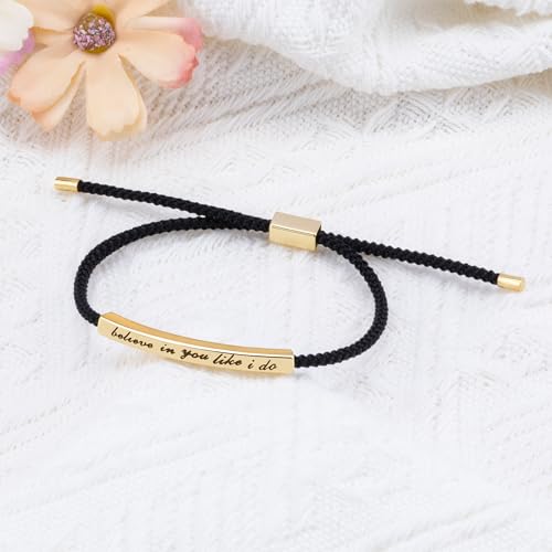 LINY Inspirational Gifts for Women Men, Dont Let The Hard Days Win Gifts, Motivational Inspirational Tube Bracelets Friendship Birthday Meaningful Gift for Friends Female - color: Believe in you like i do Black+Gold