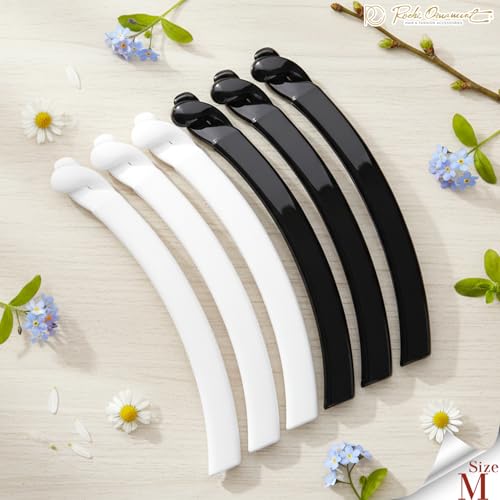 RC ROCHE 6 Pcs Banana Hair Clip Thin Hair Fine Ponytail Maker No Slip Small Claw for Women Secure Grip Jaw Clamp Cute Strong, Medium Black and White - color: Black&White