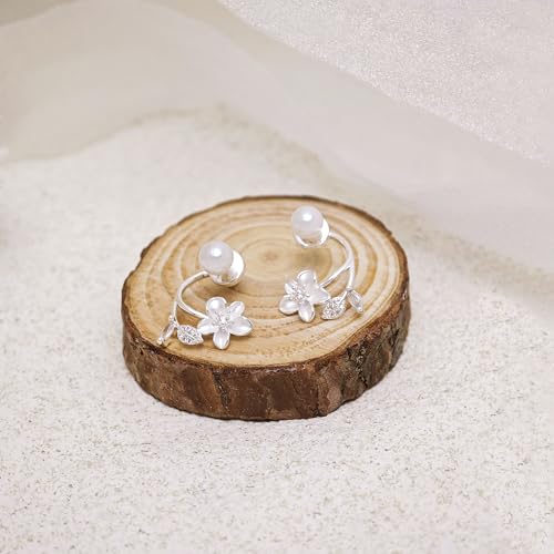 Pearl Earrings for Women, 14k Pearl Drop Dangle Earrings Gold Earrings for Women Trendy Cute Prom Bridal Earring Flower Long Earring Wedding Jewelry - color: style-1