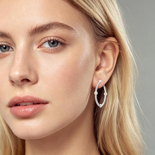 NARMO 925 Sterling Silver Hoop Earrings for Women Hypoallergenic Lightweight Simple Huggie Hoop Earrings Twisted Hoop Earrings Colorful Cubic Zirconia Hoop Earrings Rainbow Hoop Earrings - color: Snake Bone