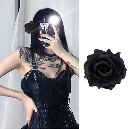 Hair Flower Clips Brooch Boutique Hair Accessories Bohemia Hairpins for Women Girls (Black) - color: Black
