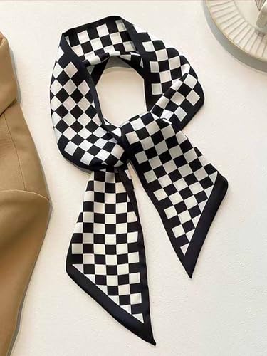 4/40 Pcs Hair Scarf for Women, 35"x2.36" Lightweight Silk Headband, Purse & Bag Scarves Gift Collection - color: Black