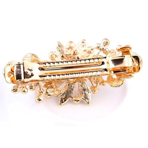 NYKKOLA Women's Multilayered Peacock Shaped Rhinestone French Barrette Hair Clip Blue - color: Blue