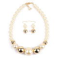 Fuqimanman2020 Chunky Large Simulated Pearl Choker Necklace Drop Dangle Earrings Crystal Bib Big Round Beaded Strand Multicolor Costume Statement Wedding Jewelry Set for Women Brides - color: White B