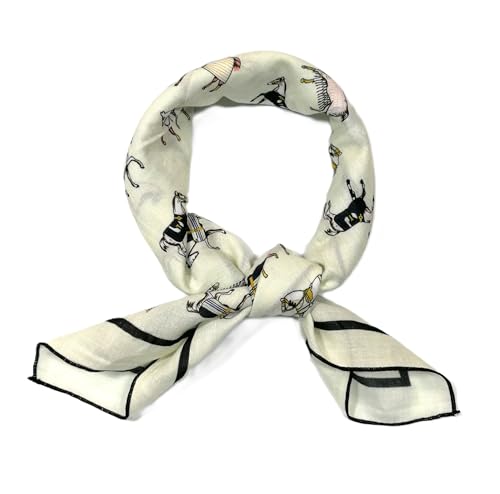 Shanlin Unisex Floral Cotton Square Scarf Bandanas 22x22 inch - color: Horses-lightbeige