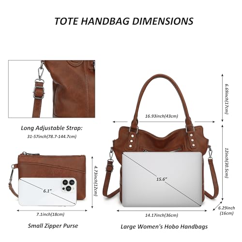 TANTOMI Tote Bag for Women Vegan Leather Purses and Handbags Ladies Waterproof Big Shoulder Bag for Travel - color: Brown.c