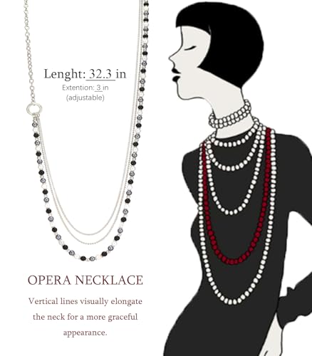 BULINLIN Layered Long Necklaces for Women Long Beaded Chain Necklace CostumeJewelry Mothers Day Gifts for Mom - color: 96-Black Grey