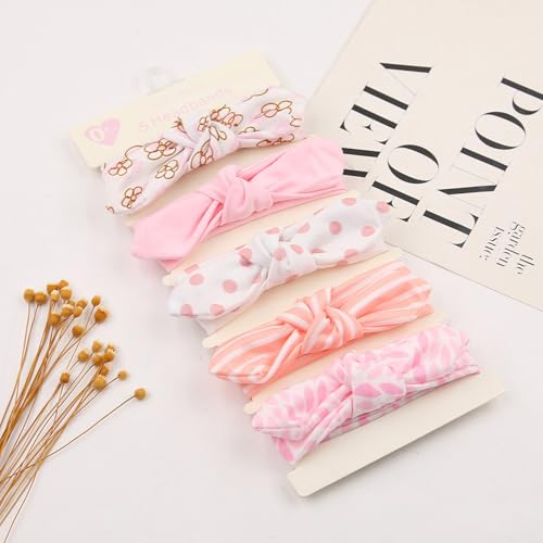 Baby Headbands Soft Stretchy Baby Girl Bows Newborn Infant Toddler Headwrap Hair Accessories - color: Pink