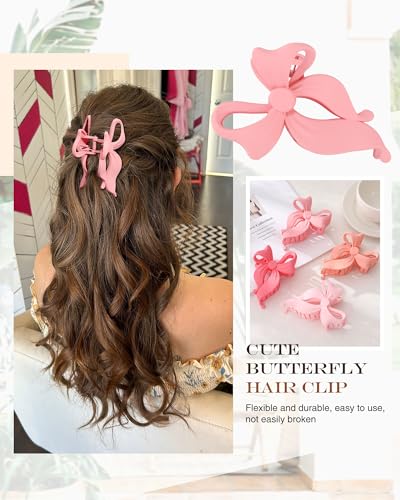 4 PCS Bow Hair Clips Bow Claw Clip for Women, Large Hair Claw Clips for Thin Thick Long Hair Cute Nonslip Bows(Cute Pink Series) - color: Cute Pink Series