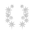 Star Crystal Ear Cuff Earrings for Women Rhinestone Ear Climber Earrings Cubic Zirconia North star Ear Crawler Earrings for Mom Wife - color: Silver