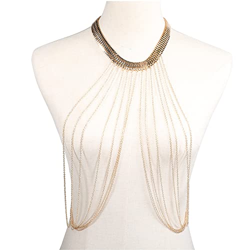 Body Chain Set Necklace Bra Waist Chain Summer Fashion Jewelry Suit for Beach Rhinestone Party Holidy,Accessories for Women