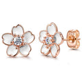 Pink Flower Earrings for Women, 925 Sterling Silver Stud Earrings, Cute Plumeria Earrings For Women, Cherry Blossom Hypoallergenic Stud - color: *White
