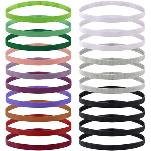 Duufin 20 Pieces Elastic Sport Headbands for Women Men Girls Non Slip Workout Headband Colorful Thin Elastic Headbands, 13 Colors - color: Neutral Color