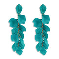 Long Acrylic Rose Petal Earrings Dangle Exaggerated Flower Earrings Drop Statement Floral Tassel Earrings for Women - color: Long Acrylic Rose Petal Earrings-Green