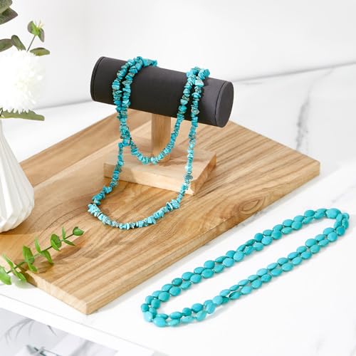 Henoyso 2 Pcs Turquoise Beads Necklace 47.5 Inch Long Endless Necklace Multi Strand Layer Knotted Homemade Jewelry - style: Vivid Style