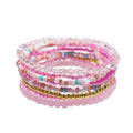 Pingyongchang Boho Colorful Beads Stackable Bracelets Set for Women Handmade Multicolor Seed Crystal Layered Stretch Bracelets Retro Country Holiday Beach Trendy Jewelry Gifts - color: Light Pink