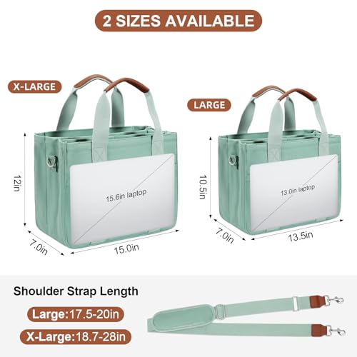KKXIU Canvas Tote Bag for Women with Zipper and Compartments Crossbody Large Bible Messenger Purse Bag With Pockets | Canvas - color: Green, size: X-Large