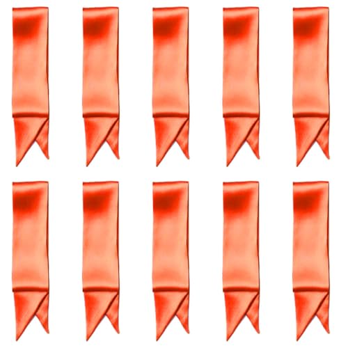 10 Pcs Long Thin Small Skinny Scarf Satin Neck Tie Ribbon Choker for Women Girls - color: Orange