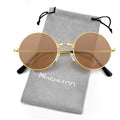 NACHLYNN Round Hippie Sunglasses Metal Border Circle Hippie Glasses UV380 Protection 70s Sunglasses for Men Women Party Favor - color: Brown