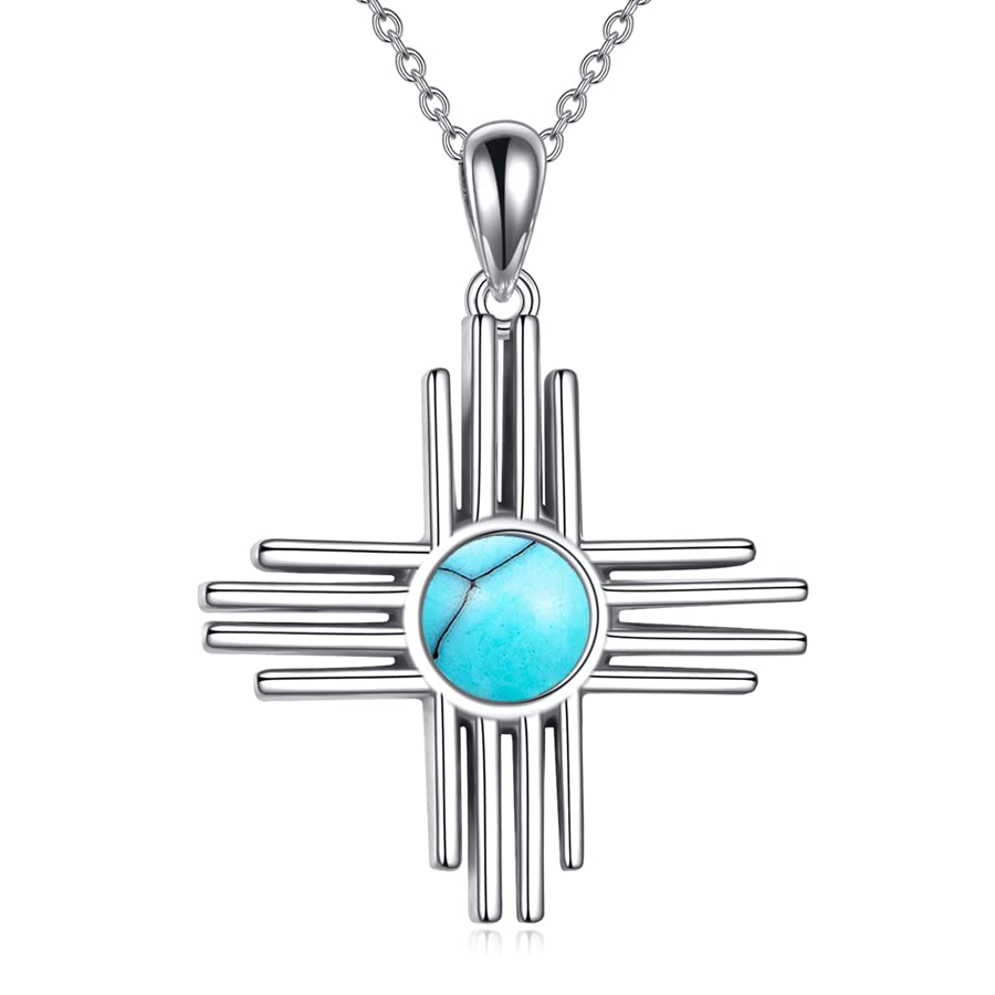 TIGER RIDER Zia Sun Symbol Necklace 925 Sterling Silver Moonstone/Opal/Obsidian/Carnelian Necklace New Mexico Jewelry for Women