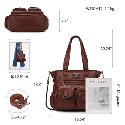 KL928 Large Purses for Women Shoulder Bag Tote Handbags Stylish Vegan Leather Hobo Bags Ladies, A-Black-4 | Large - color: 01-chestnut Brown
