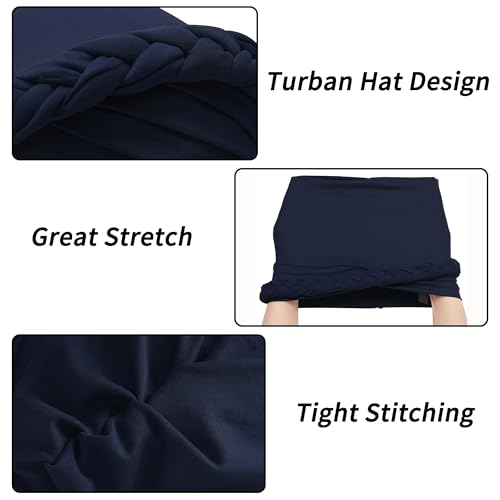 ZLYC Chemo Headwear for Women Pre Tied Turban Headwear Lightweight Beanie Hat - color: Braid Navy