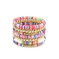 Elegance 11 designs Heishi Beaded Bracelets For Women Polymer Clay Colorful Surfer Stackable Beads Boho Bracelet Summer Beach Jewelry - color: Colorful