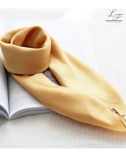 Hioyiwse Satin Square Scarf for Women Solid Color Emulation Silk Handkerchief Hair Ribbon Headband Handbag Purse - color: D10-earthy Yellow(23.6*23.6inch)