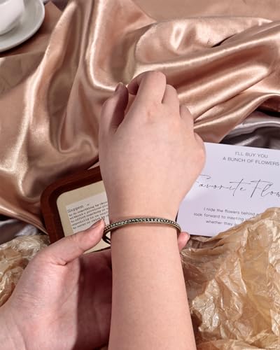 Vintage Silver Cuff Bangle Bracelet for Women, Open Adjustable Bangle with Carved Dot Design，Silver & Gold Bracelet, Fashion Boho Jewelry Gift for Her - color: Gold