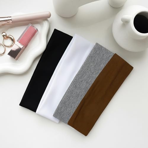 Huachi Headbands for Women Non Slip 16 Pack Elastic Sports Hair Bands for Women, Soft Cotton Cloth Headband for Workout Yoga Fashion Hair Accessories - color: Black White Gray Brown Headbands