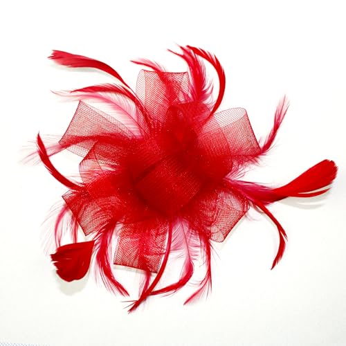 dressfan Womens Fascinator Hat Headpiece 20s Vintage Wedding Hair Accessories for Derby/Wedding/Cocktail/Tea Party - color: Red