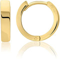 14kt Gold Huggie Hoop Earrings Minimalist Small Simple Thin huggies For Women and Men Polished Flat Hinged Hoop - color: Yellow Gold