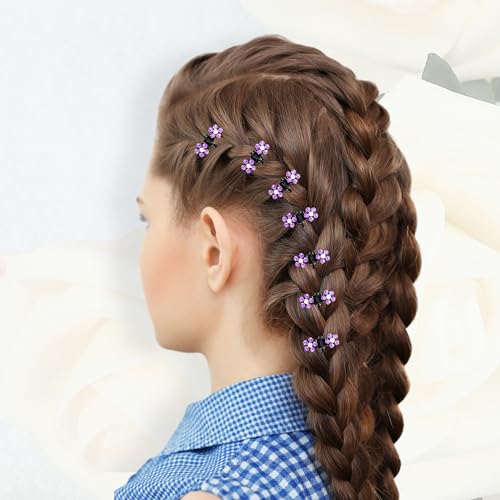 VOCOSTE 12 Pcs Mini Hair Claw Clip, Small Rhinestone Hair Clips, Metal Little Hair Clips for Women and Girl Flower Hair Accessories, Purple - color: Purple