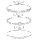 Tennis Bracelet for Women Cubic Zirconia Bracelets Adjustable Slider Bracelets - color: Silver